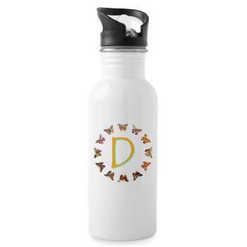 Papillons E 56 D - Gourde avec paille intégrée - blanc - Droite