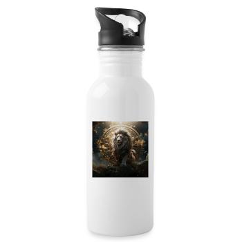 Gott Löwe - Trinkflasche mit integriertem Trinkhalm - Weiß - Rechts