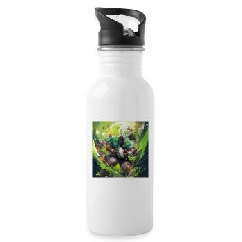 Rugby-Wut - Trinkflasche mit integriertem Trinkhalm - Weiß - Rechts