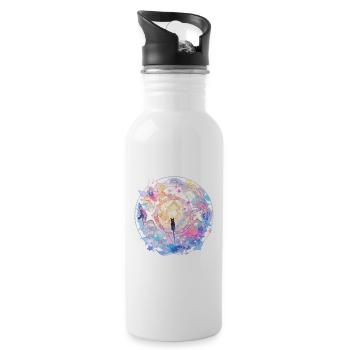 Traum-Mandala - Trinkflasche mit integriertem Trinkhalm - Weiß - Rechts