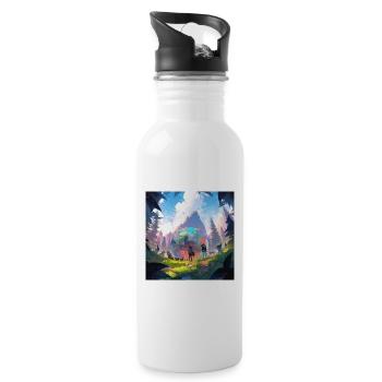 Das Tor zu einer neuen Welt - Trinkflasche mit integriertem Trinkhalm - Weiß - Rechts