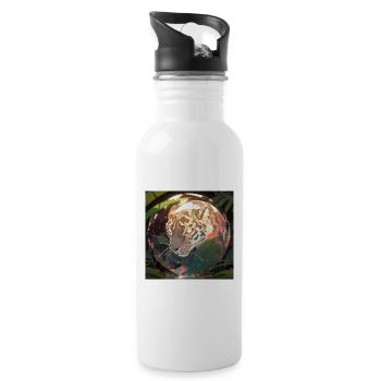 Beautiful feline - Water bottle with straw - white - Right