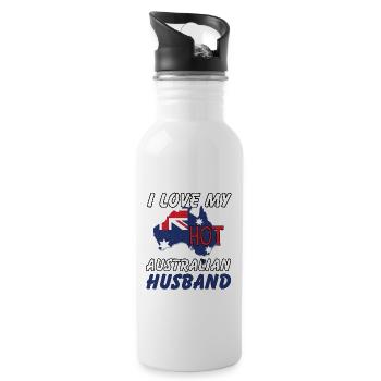 Cool I Love My Hot Australian Husband - Water bottle with straw - white - Right