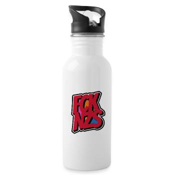 FCK NZS - Gegen Rechts - Nie wieder ist jetzt - Trinkflasche mit integriertem Trinkhalm - Weiß - Rechts