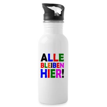 Alle bleiben hier - Trinkflasche mit integriertem Trinkhalm - Weiß - Rechts