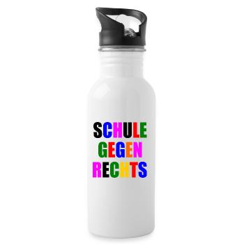 Schule gegen rechts - Trinkflasche mit integriertem Trinkhalm - Weiß - Rechts