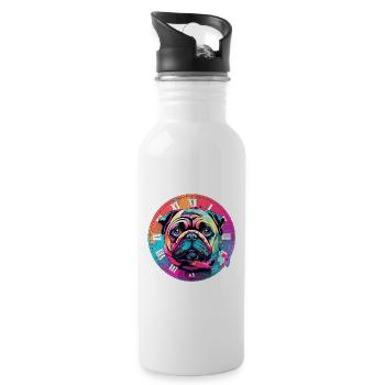 My beloved dog - Water bottle with straw - white - Right