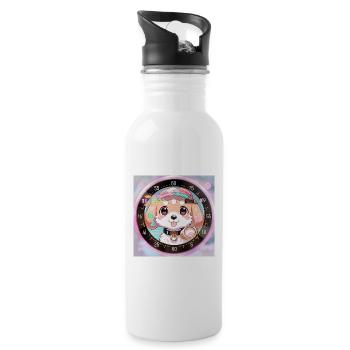Auf dem Weg zum Abenteuer - Trinkflasche mit integriertem Trinkhalm - Weiß - Rechts