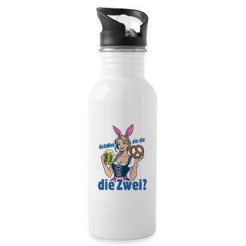 Gefallen sie dir, die Zwei? Dirndl Bier & Bretzen - Trinkflasche mit integriertem Trinkhalm - Weiß - Rechts