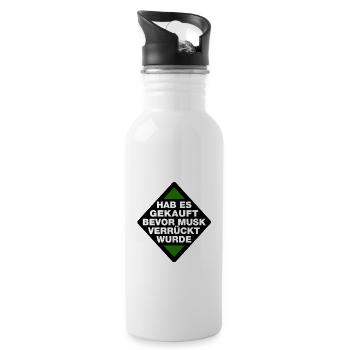Hab es gekauft bevor Musk verrückt wurde - Spruch - Trinkflasche mit integriertem Trinkhalm - Weiß - Rechts