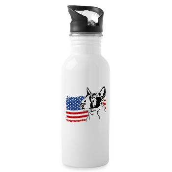 Bull Terrier US America Flag Dogs Dog Wilsigns - Water bottle with straw - white - Right