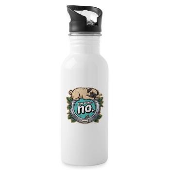 Mops hell: How about no - Trinkflasche mit integriertem Trinkhalm - Weiß - Rechts