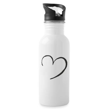 Herz - Trinkflasche mit integriertem Trinkhalm - Weiß - Rechts