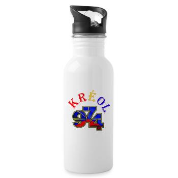 Kreol 974 Neon Grid - Water bottle with straw - white - Right
