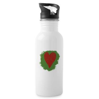 Herz im Aquarellstil - Trinkflasche mit integriertem Trinkhalm - Weiß - Rechts