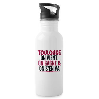 Rugby Toulouse Humour Cadeau Supporter Rugby - Gourde avec paille intégrée - blanc - Droite