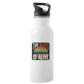 The Blues Lives Vintage Blues Design for Blues Fans - Water bottle with straw - white - Right