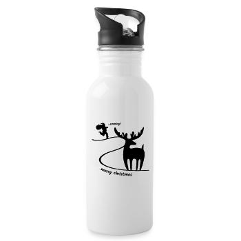 Rentier wartet auf den Weihnachtsmann - Trinkflasche mit integriertem Trinkhalm - Weiß - Rechts
