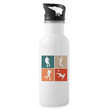 Fußball Fußballer - Trinkflasche mit integriertem Trinkhalm - Weiß - Rechts