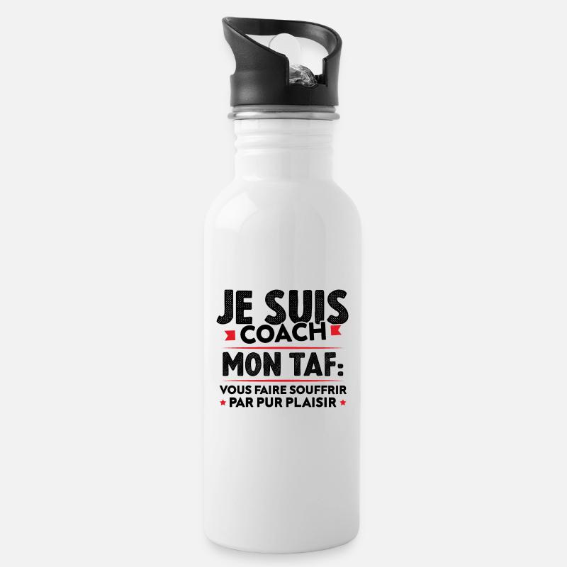 Je suis coach, Humour cadeau sportif coach - Gourde avec paille intégrée - blanc
