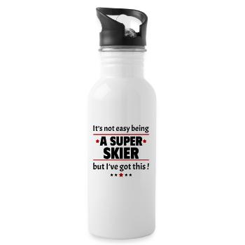 It's not easy to be a super skier! - Water bottle with straw - white - Right