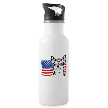 Chihuahua US Amérique Drapeau Chiens Chien Wilsigns - Gourde avec paille intégrée - blanc - Droite
