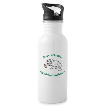 Powered by Caffeine - Fun Design - Water bottle with straw - white - Right