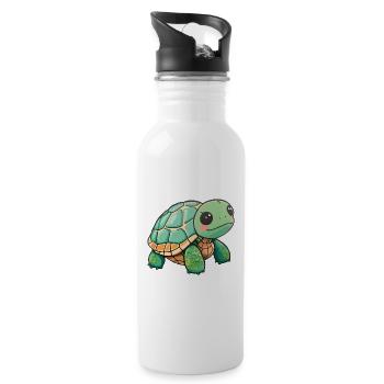 Tortue totalement mignonne - Gourde avec paille intégrée - blanc - Droite