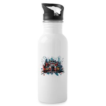 Eleganz des Tags cooles Urban Graffiti Design - Trinkflasche mit integriertem Trinkhalm - Weiß - Rechts