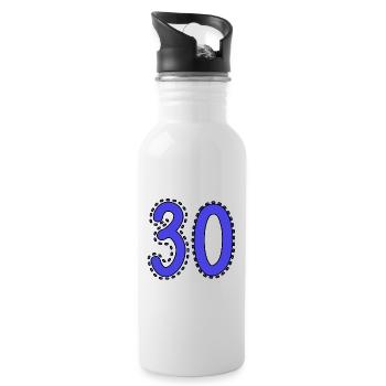 30. 30 YEARS. 30th ANNIVERSARY. 30 YEARS ANNIVERSARY. - Water bottle with straw - white - Right