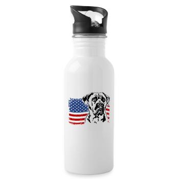 Cane Corso Italiano Amerika Fahne Hunde Wilsigns - Trinkflasche mit integriertem Trinkhalm - Weiß - Rechts