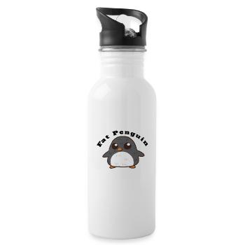 Fetter dicker Pinguin T-Shirt lustiges Geschenk - Trinkflasche mit integriertem Trinkhalm - Weiß - Rechts