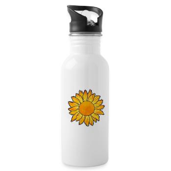 Sonnenblume - Trinkflasche mit integriertem Trinkhalm - Weiß - Rechts