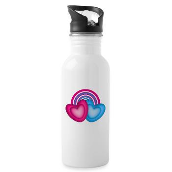 Zwei große Herzen mit Herz in Herz. - Trinkflasche mit integriertem Trinkhalm - Weiß - Rechts