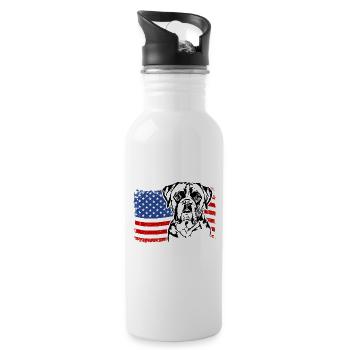 Boxer US Amérique Drapeau Chiens Chien Wilsigns - Gourde avec paille intégrée - blanc - Droite