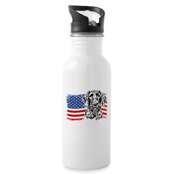 Allemand à poil dur US Amérique drapeau chiens Wilsigns - Gourde avec paille intégrée - blanc - Droite