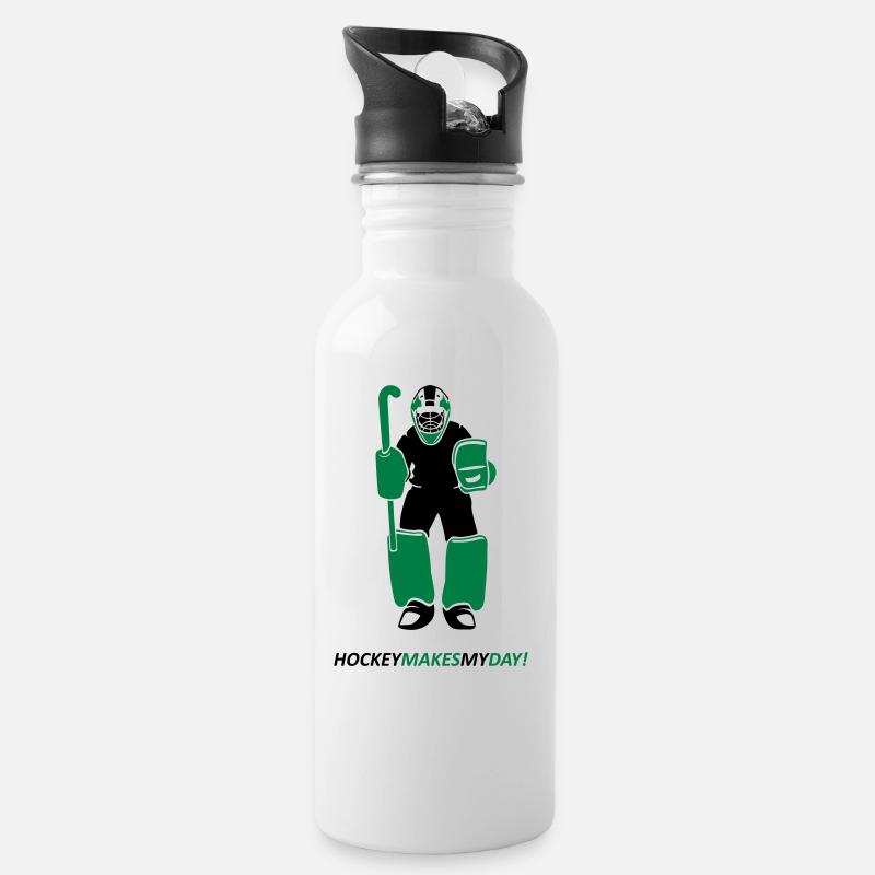 Field hockey goalkeeper - Water bottle with straw - white