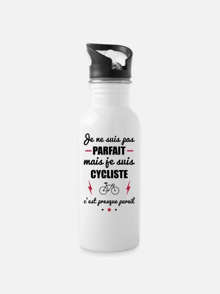 pas parfait mais cycliste, cyclisme, vélo - Gourde avec paille intégrée - blanc