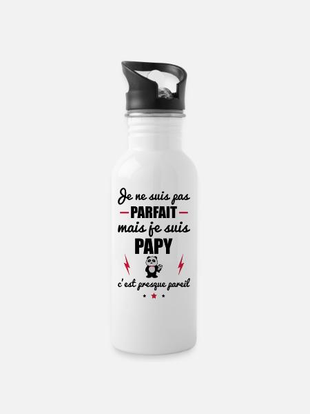 pas parfait mais papy, cadeau gand-père - Gourde avec paille intégrée - blanc