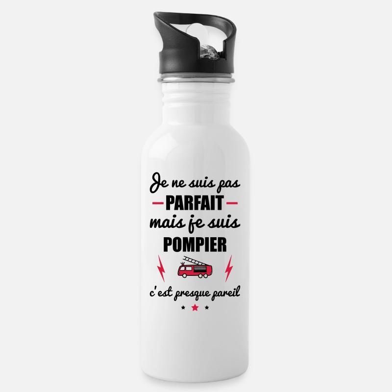 pas parfait mais pompier, cadeau pompiers - Gourde avec paille intégrée - blanc