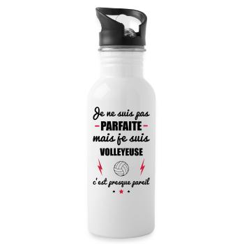 pas parfaite mais volley, cadeau volleyeuse - Gourde avec paille intégrée - blanc - Droite