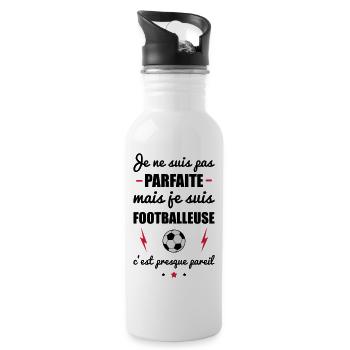 pas parfaite mais foot, cadeau footballeuse - Gourde avec paille intégrée - blanc - Droite