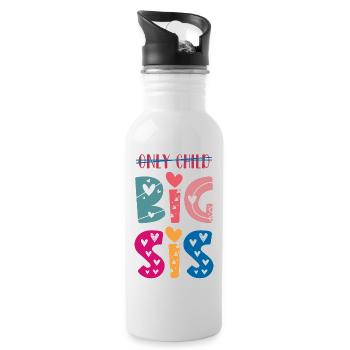 Big Sis sister new baby sibling gift idea - Water bottle with straw - white - Right