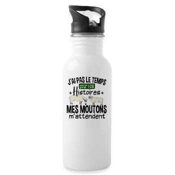 Mouton Moutons Brebis Fermier Berger Humour Noël - Gourde avec paille intégrée - blanc - Droite
