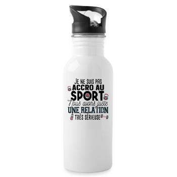 Sport Sportif Muscu Running Fitness Humour Workout - Gourde avec paille intégrée - blanc - Droite