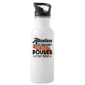 Poule Poulailler Cadeau Humour Agriculteur Ferme - Gourde avec paille intégrée - blanc - Droite