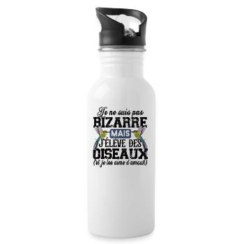 Oiseau Animal Bec Cadeau Humour Moineau Mésange - Gourde avec paille intégrée - blanc - Droite