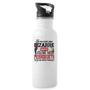 Perroquet Oiseau Perruche Ara Conure Cadeau Humour - Gourde avec paille intégrée - blanc - Droite