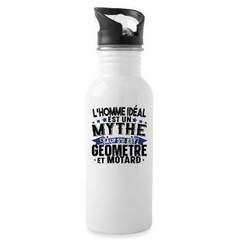 Géomètre Motard Moto Cadeau Homme T-shirt Mug - Gourde avec paille intégrée - blanc - Droite