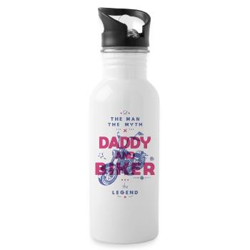 Papa und Biker der Mann der Mythos die Legende - Trinkflasche mit integriertem Trinkhalm - Weiß - Rechts